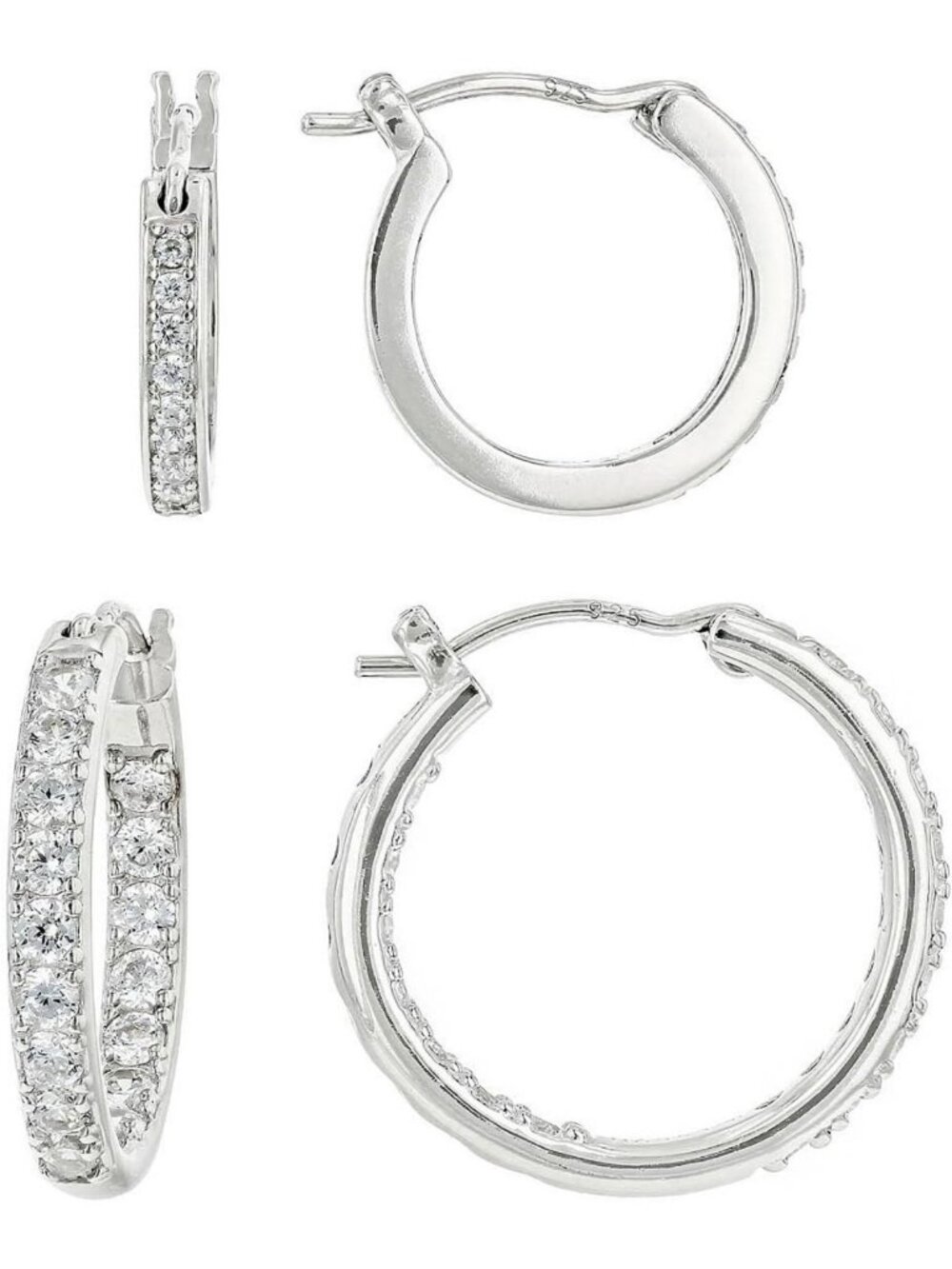 Elegant Sterling Silver & Brass Hoop Earrings Set - 2 Pairs, Gold-Plated